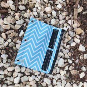 Blue and white chevron pencil case